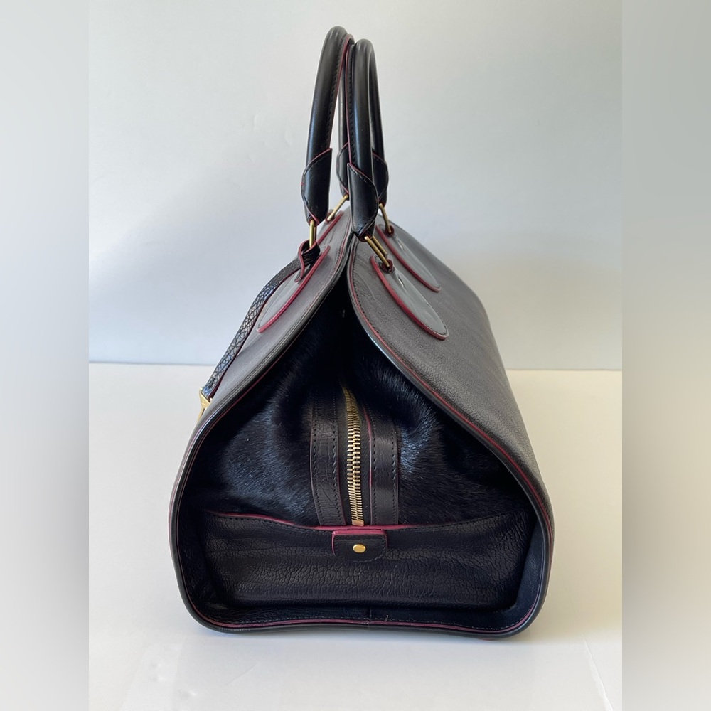 Proenza Schouler Kiri Black Leather Doctor’s Bag Top Handle Goat Hair Satchel - Picture 4 of 15